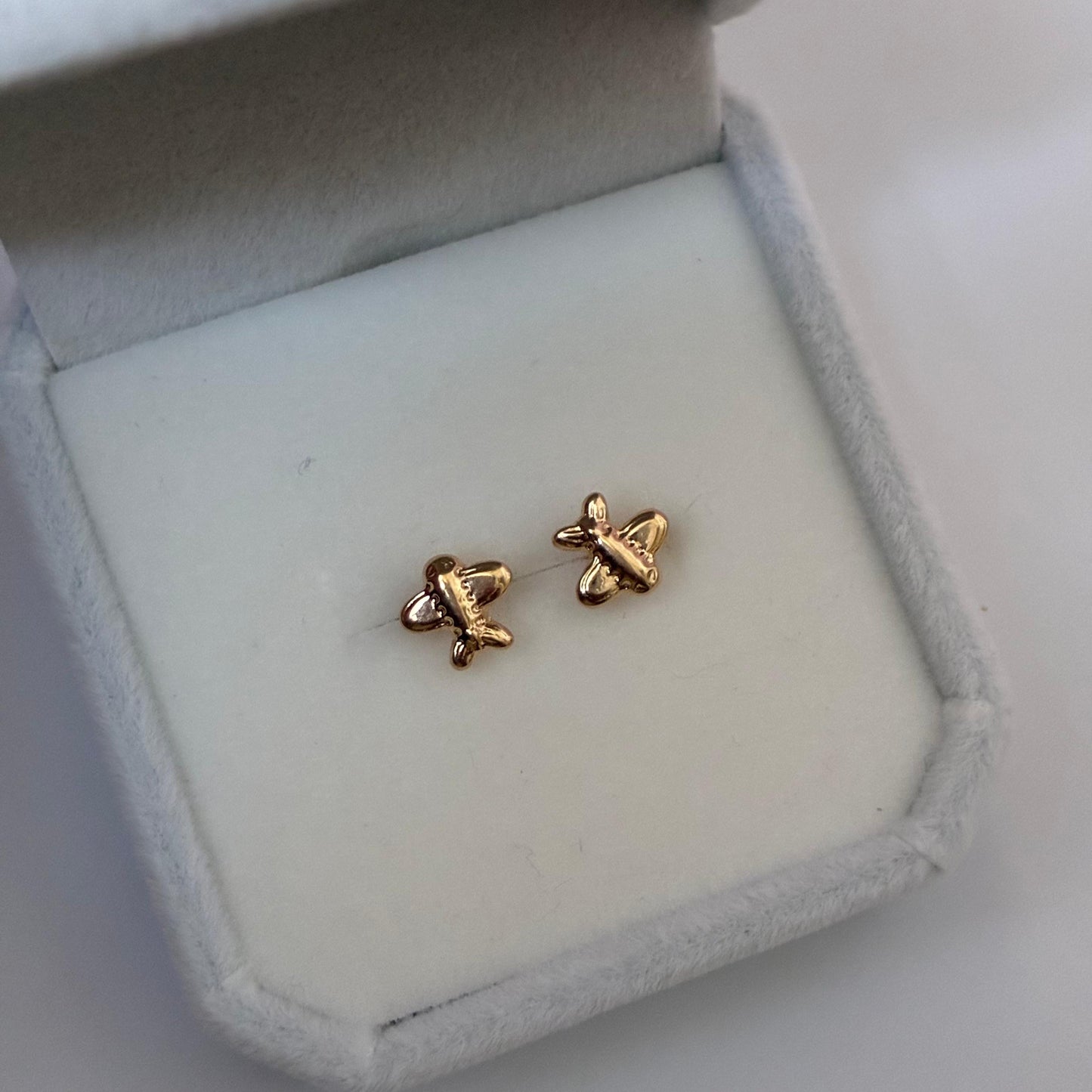 PLAIN AIRPLANE STUDS YELLOW GOLD COL 18K - 0.62GR