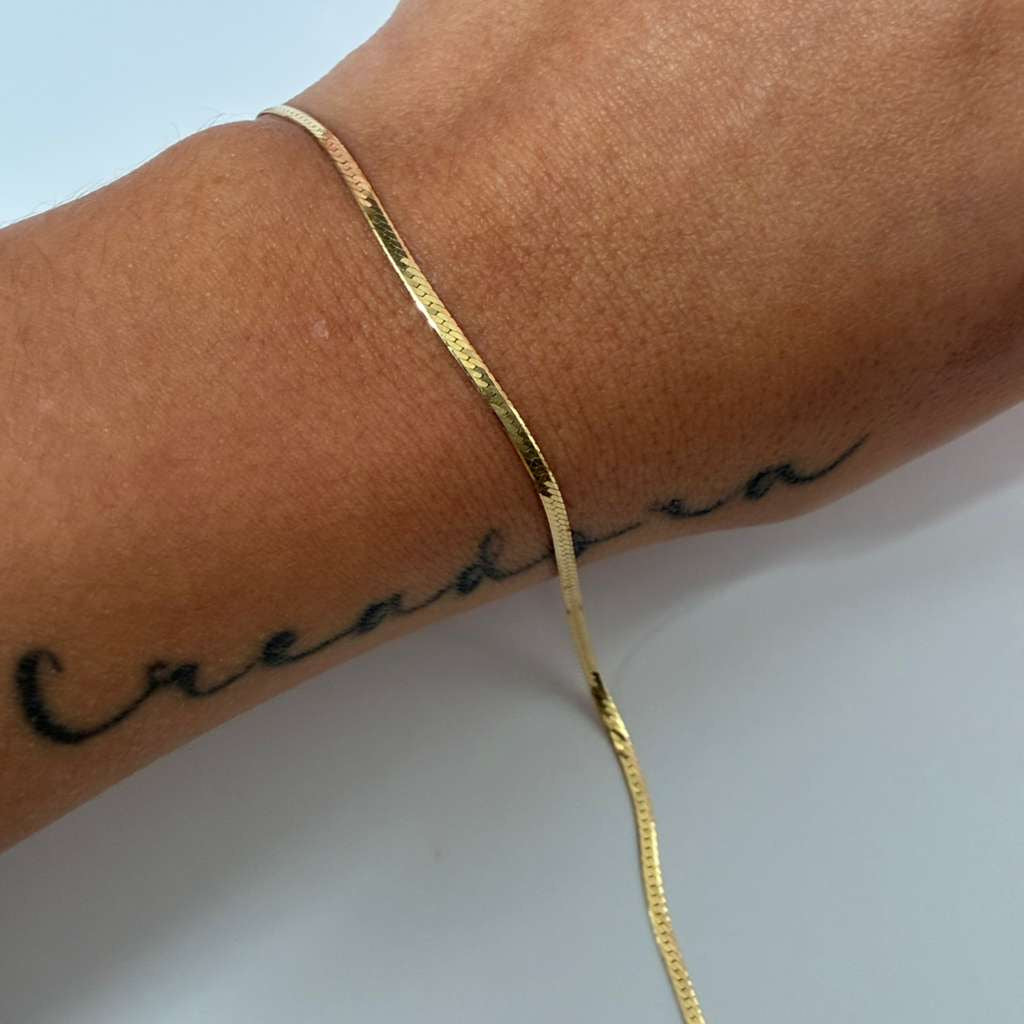 2MM DIAMOND CUT SNAKE BRACELET 18K YELLOW GOLD ITALY 18.5CM - 1.54GR