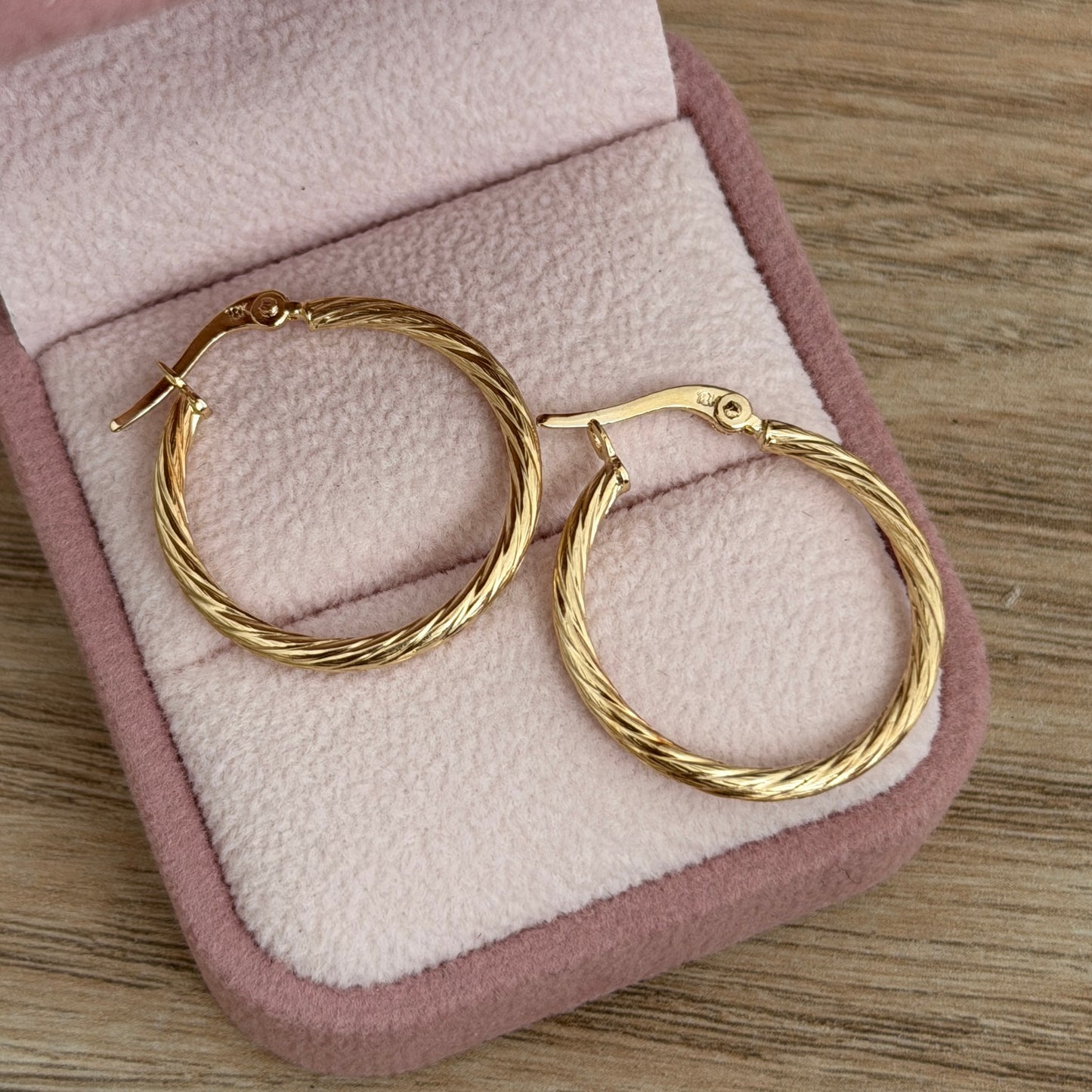 CANDONGAS TRENZADAS RAYADAS 1,5CM ORO AMARILLO COL 18K - 1,5GR