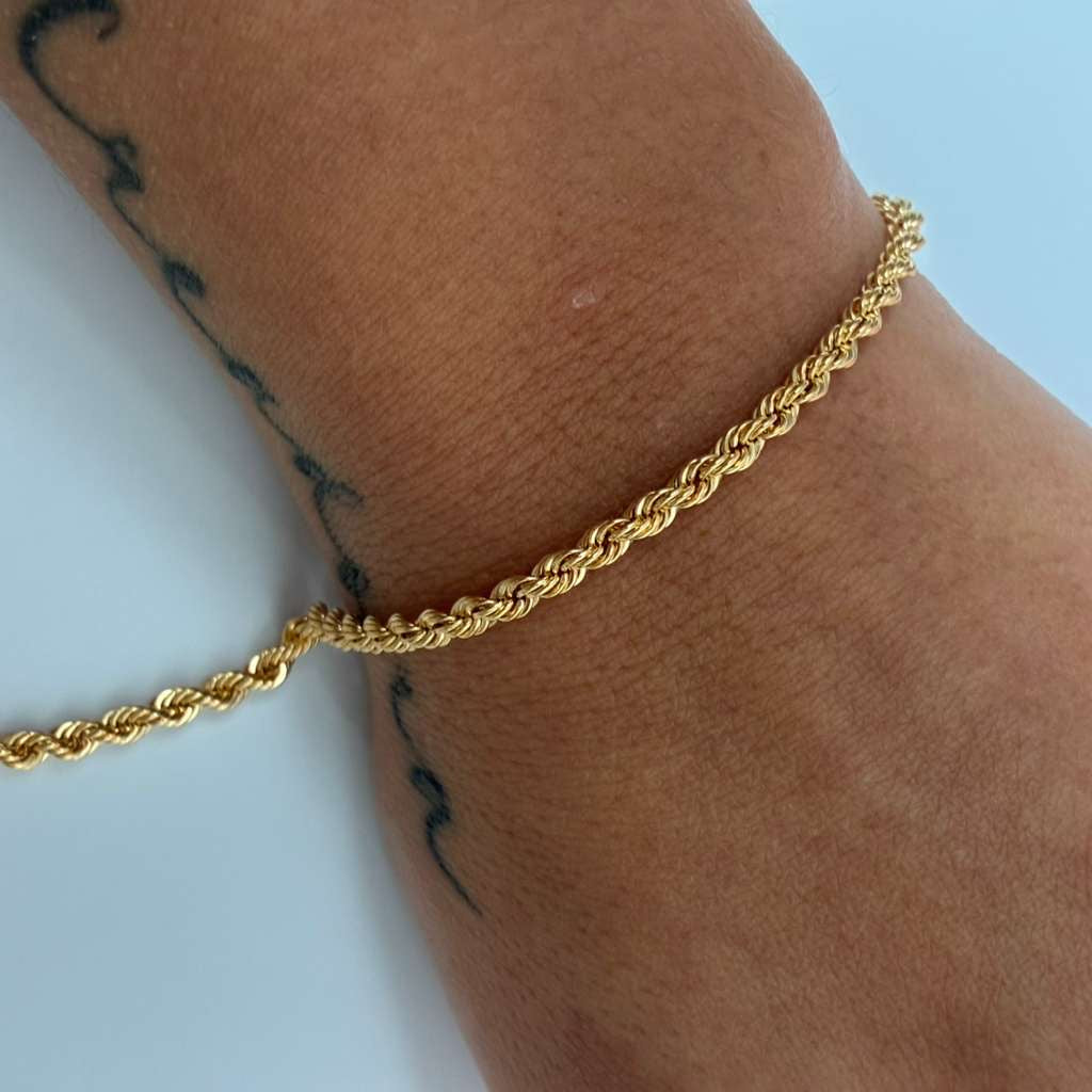 3MM YELLOW GOLD 18K ITALY BOW BRACELET 19.5CM - 3.1GR