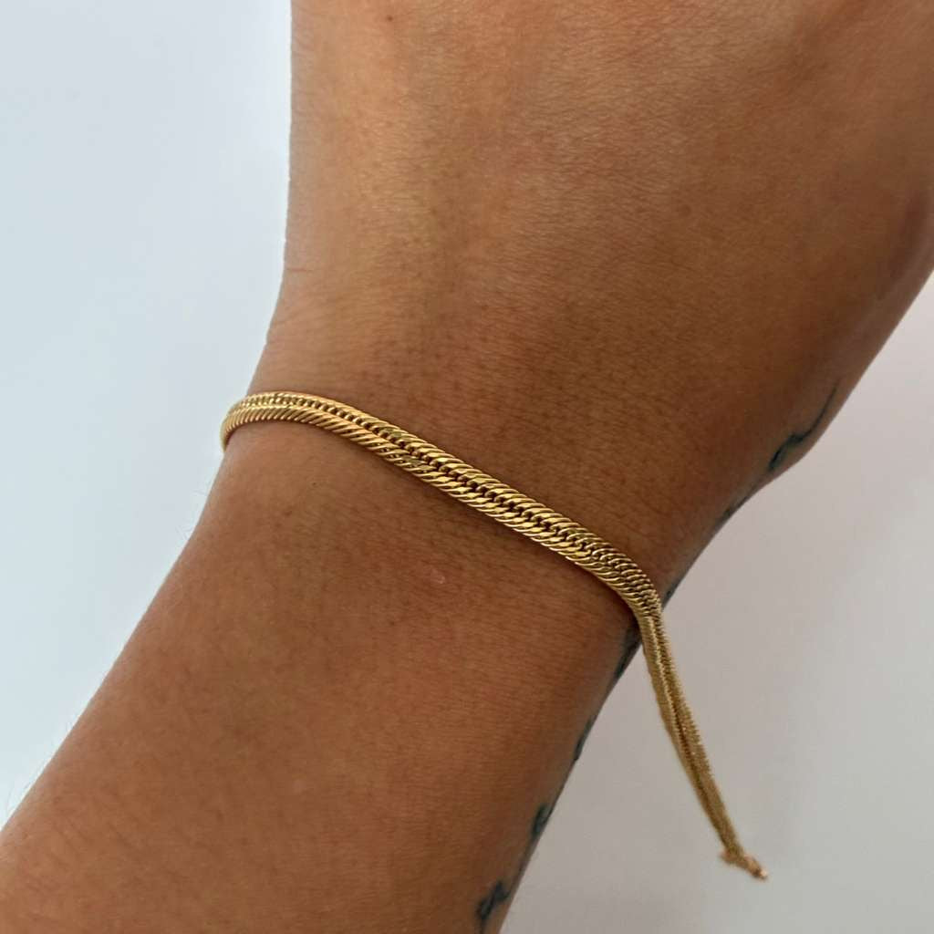 SNAKE BRACELET WHEAT STYLE 4MM YELLOW GOLD ITALY 18K 20CM - 4.13GR
