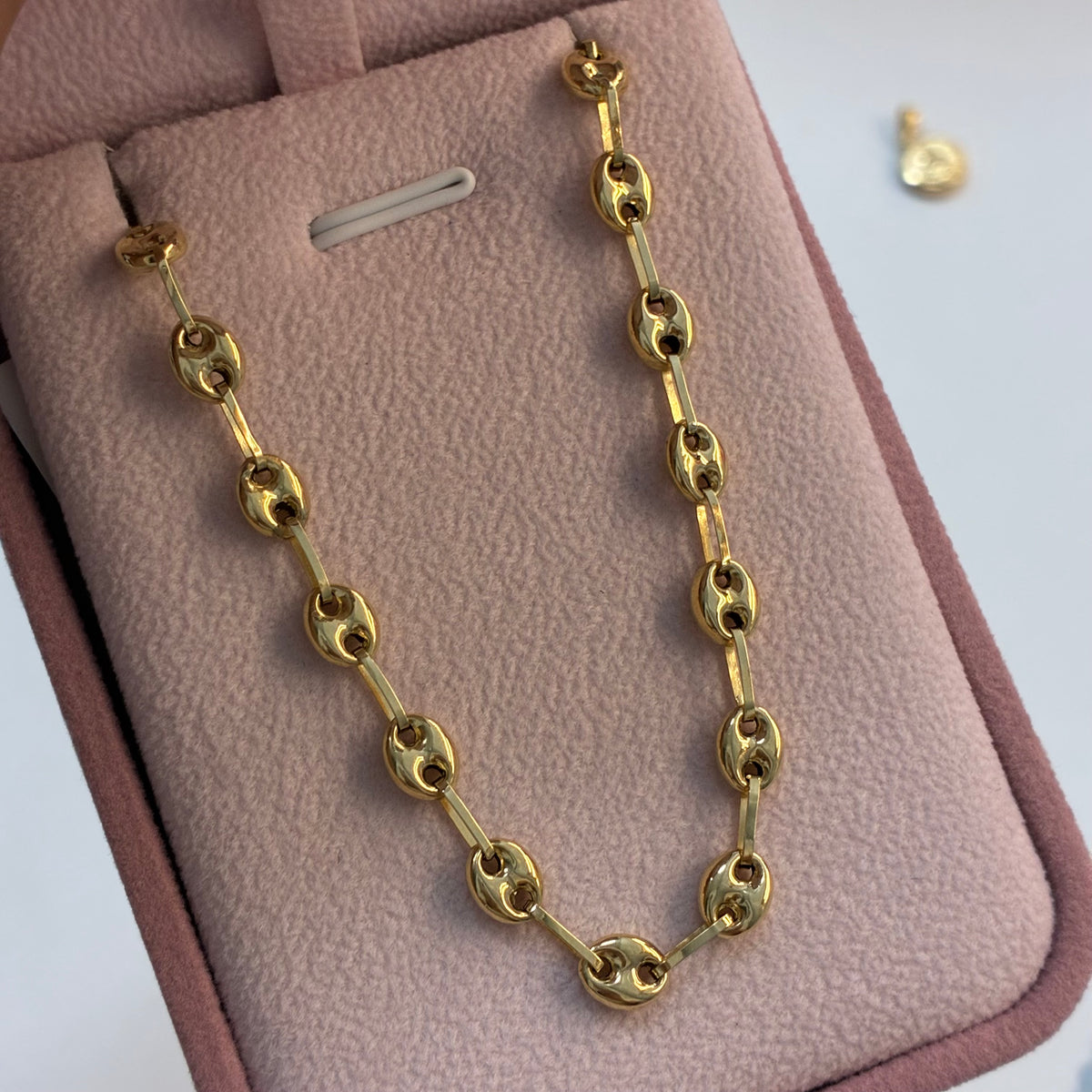 PULSERA GRANO DE CAFÉ LISO 5MM ORO AMARILLO COL 18K 20.5CM - 3,58GR