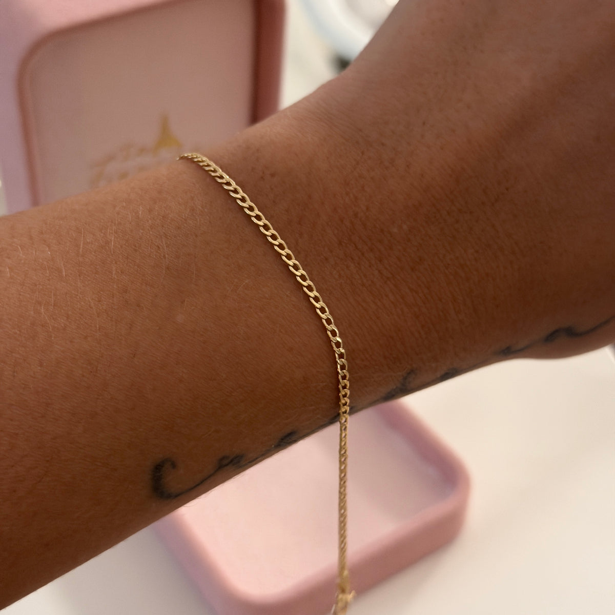 MINI CUBAN BRACELET 1.8MM YELLOW GOLD ITALY 18K 18.5CM - 0.78GR