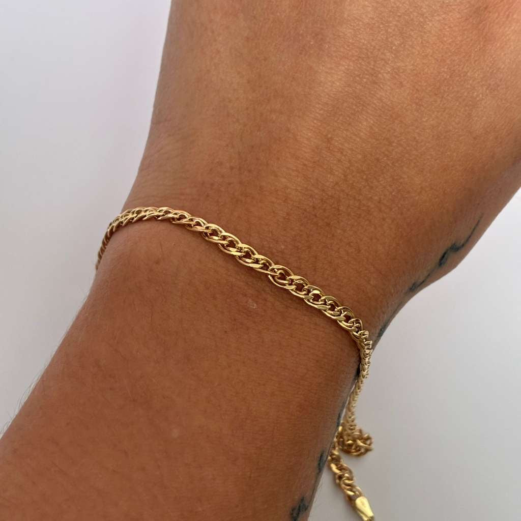 PULSERA DOBLE CUBANA 4MM ORO AMARILLO ITALY 18K 20CM - 2,78GR