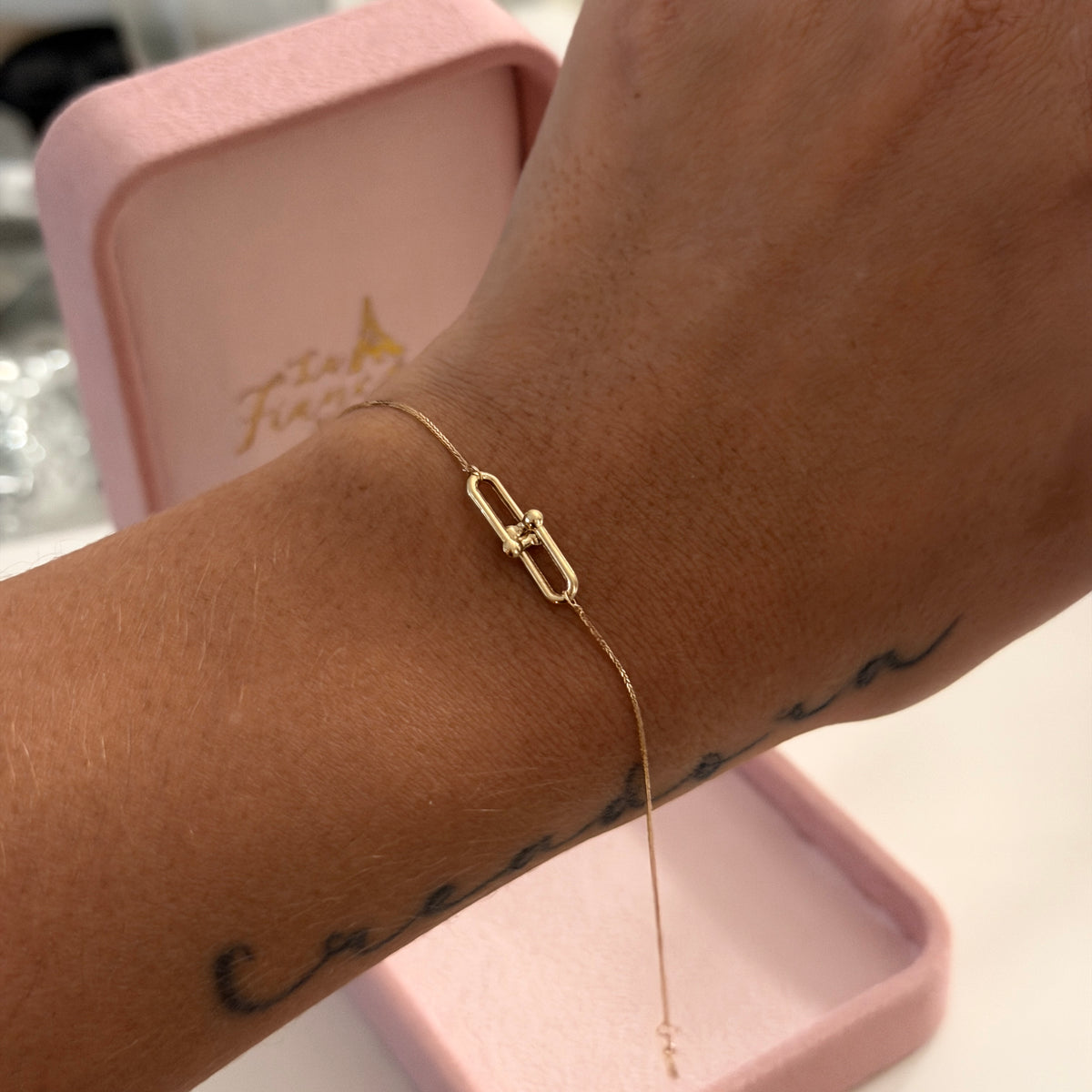MINI FRANCO BRACELET 0.6MM + YELLOW GOLD HARDWARE ITALY ESP 18K 18CM TO 20CM - 0.61GR