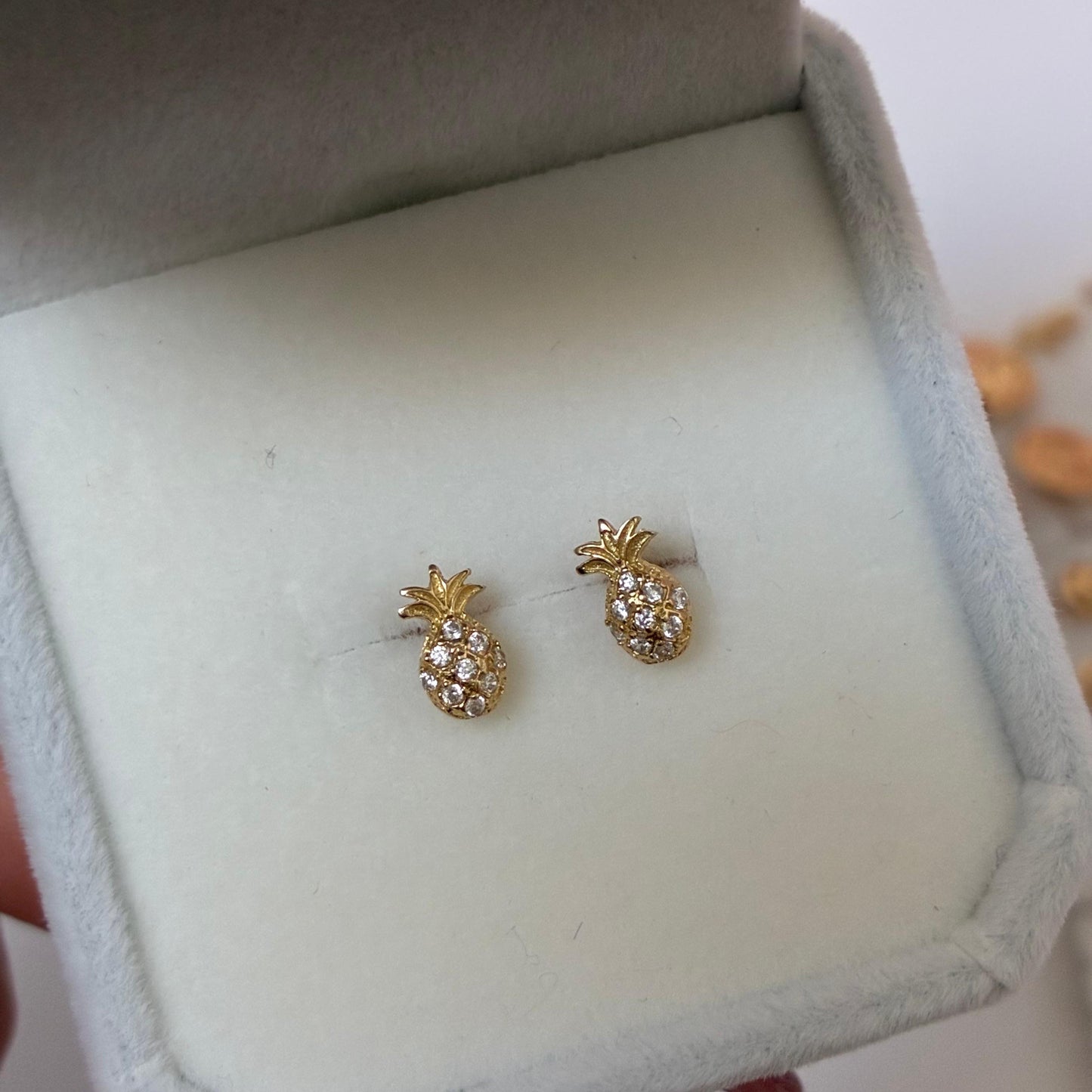 TOPOS PIÑA PIEDRAS BLANCAS ORO AMARILLO COL 18K - 0,84GR