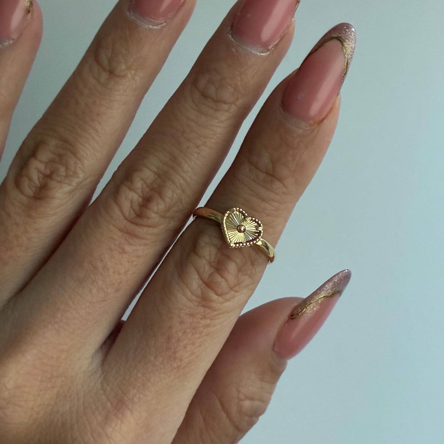 DIAMOND-CUT HEART RING SIZE 6 YELLOW GOLD COL 18K - 1.06GR