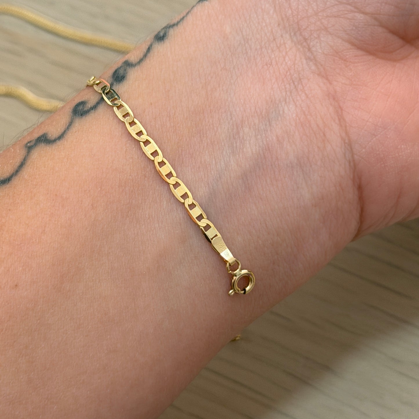 FLAT LADDER BRACELET 2.5MM YELLOW GOLD ITALY 18K -19CM 2.17GR