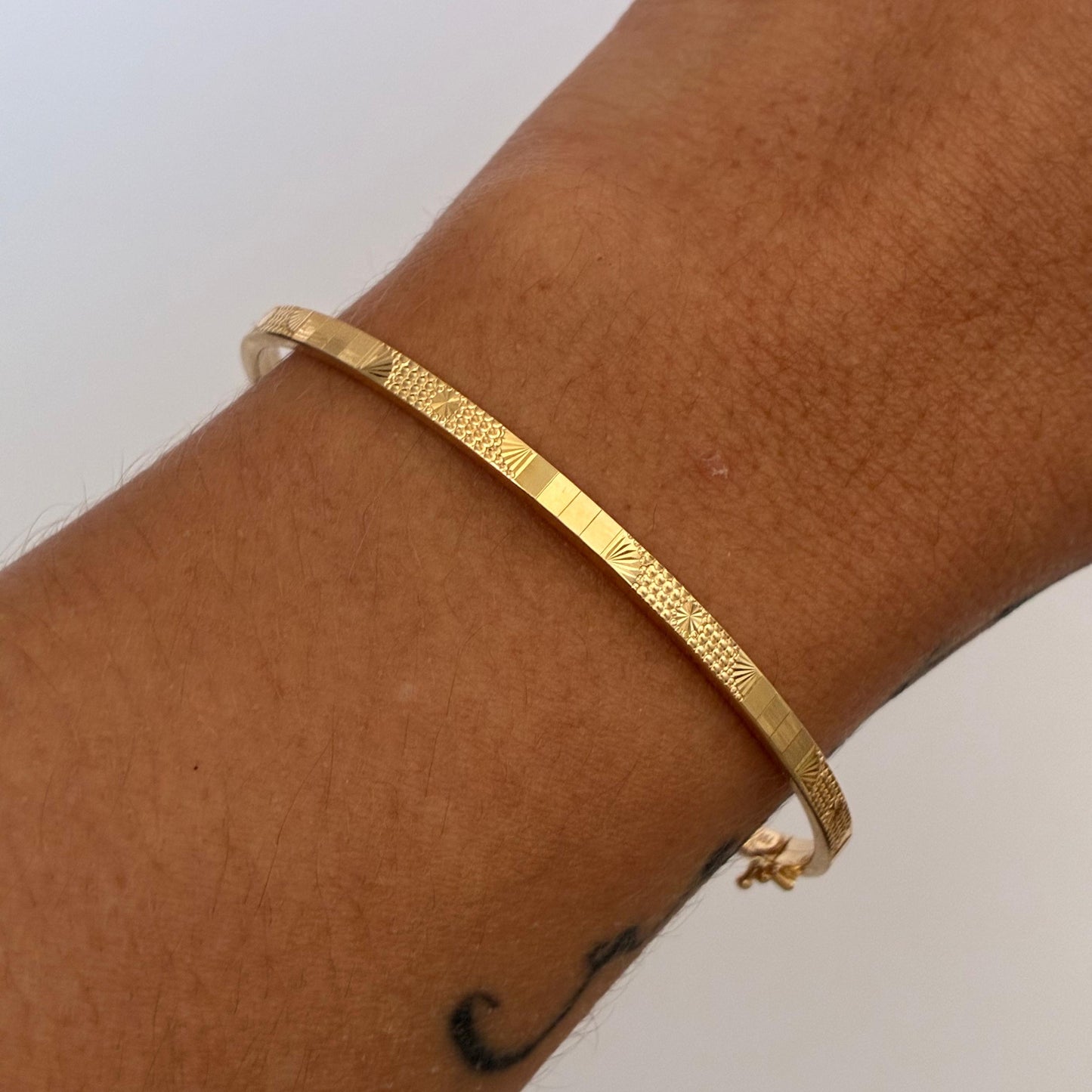 DIAMOND RING BRACELET 3MM YELLOW GOLD ITALY ESP 18K 17CM - 4.29GR