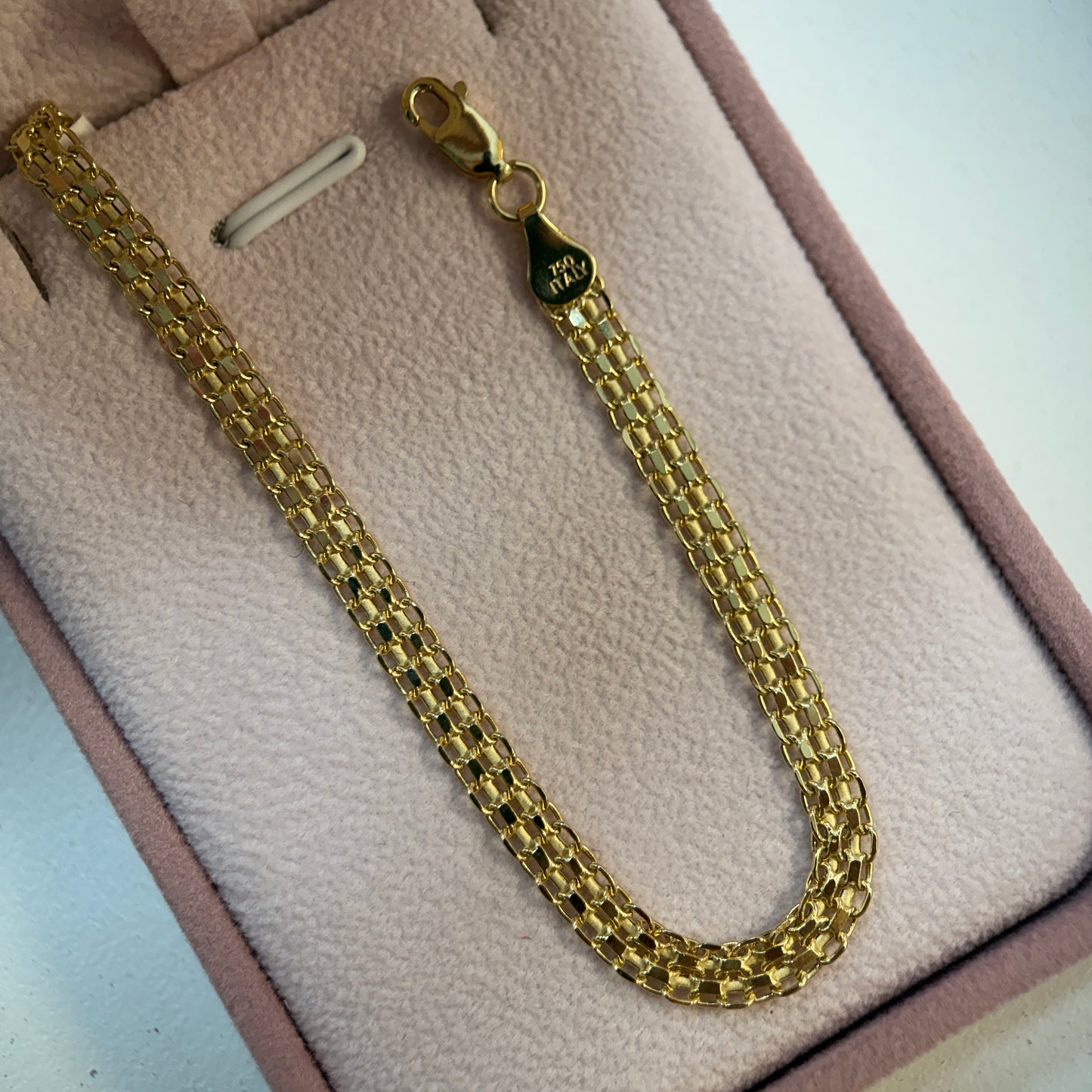 CHINESE BANGLE DOUBLE RAIL 4.8MM YELLOW GOLD ITALY 18K 19CM - 3.68GR