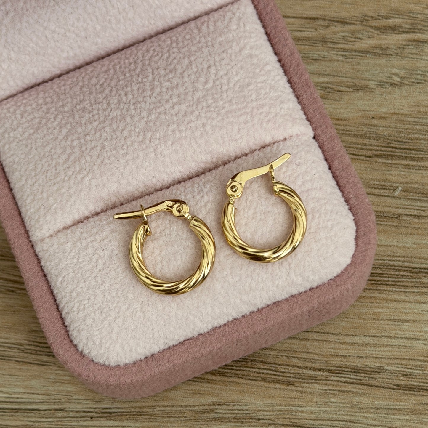 CANDONGAS TRENZADAS RAYADAS 0,8CM ORO AMARILLO COL 18K - 0,86GR