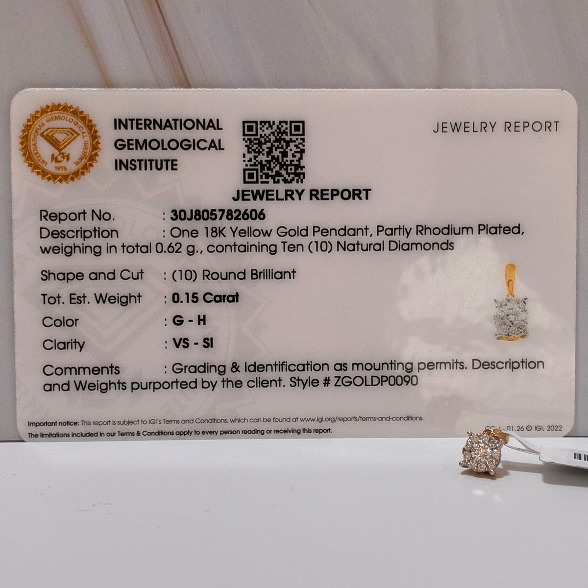 DIJE CHISPA DE DIAMANTE 5MM 0,15 QTS ORO AMARILLO ITALY 18K - 0,62GR