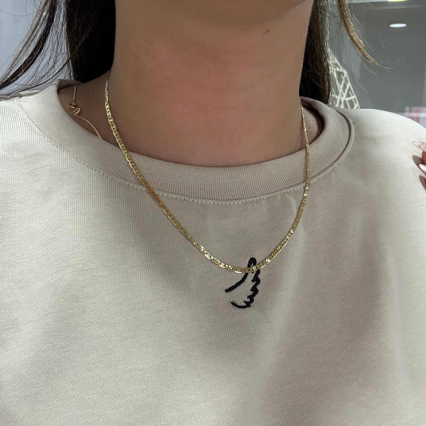 DIAMOND LADDER FLAT CHAIN 2.7MM 18K ITALIAN YELLOW GOLD - 45CM 4.81GR