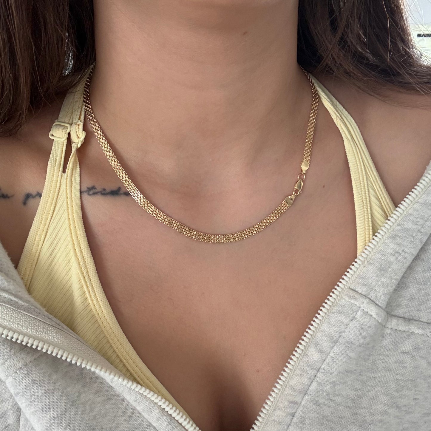 CHINESE TWO-TRACK CHAIN 5MM YELLOW GOLD ITALY 18K 45CM - 6.0GR