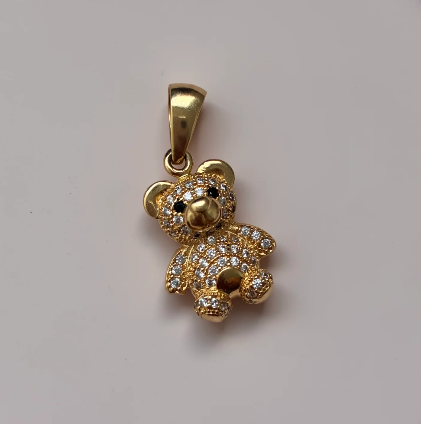 DIJE OSO TEDDY PIEDRAS BLANCAS 2.5CM ORO AMARILLO 18K - 3,43GR