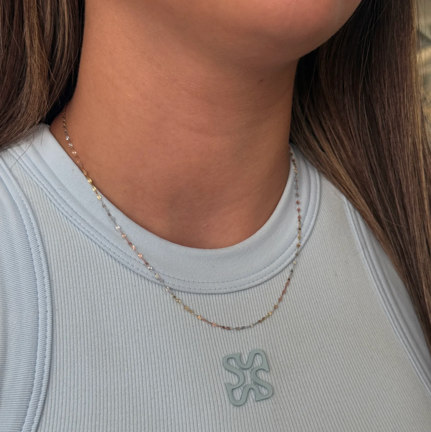 THREE GOLD DIAMOND CRISPETA CHAIN ITALY CT - 45CM 0.91GR