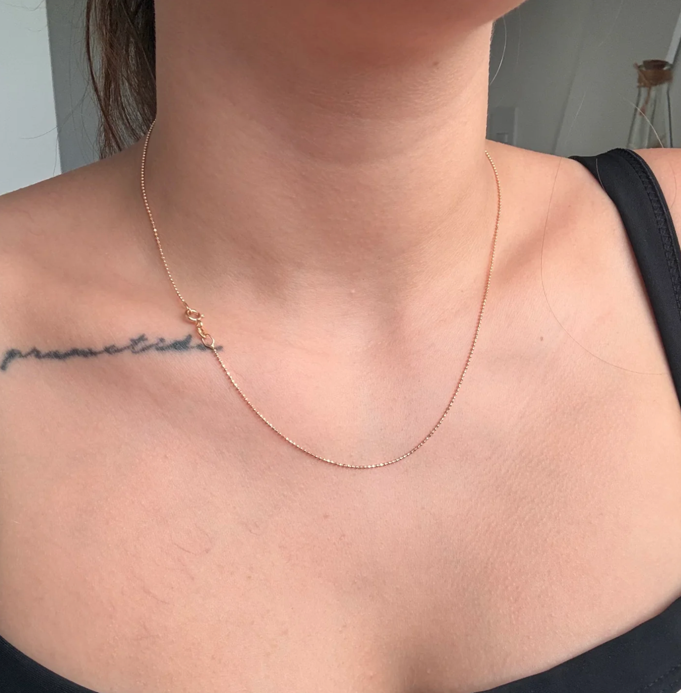 ITALY 18K YELLOW GOLD DIAMOND MINI MILITARY CHAIN 45CM - 2.02GR