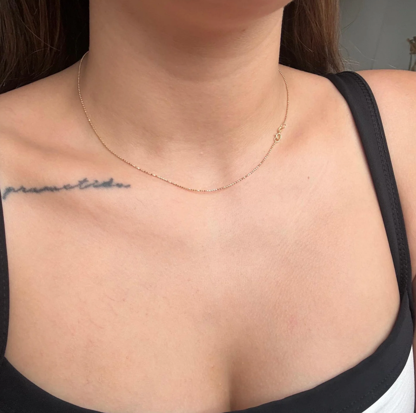 DIAMOND MINI MILITARY CHAIN 1MM ITALY 18K YELLOW GOLD 40CM - 1.67GR