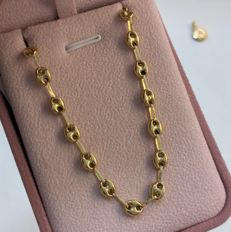 PULSERA GRANO DE CAFÉ LISO 5.6MM ORO AMARILLO COL 18K 21CM - 3,92GR