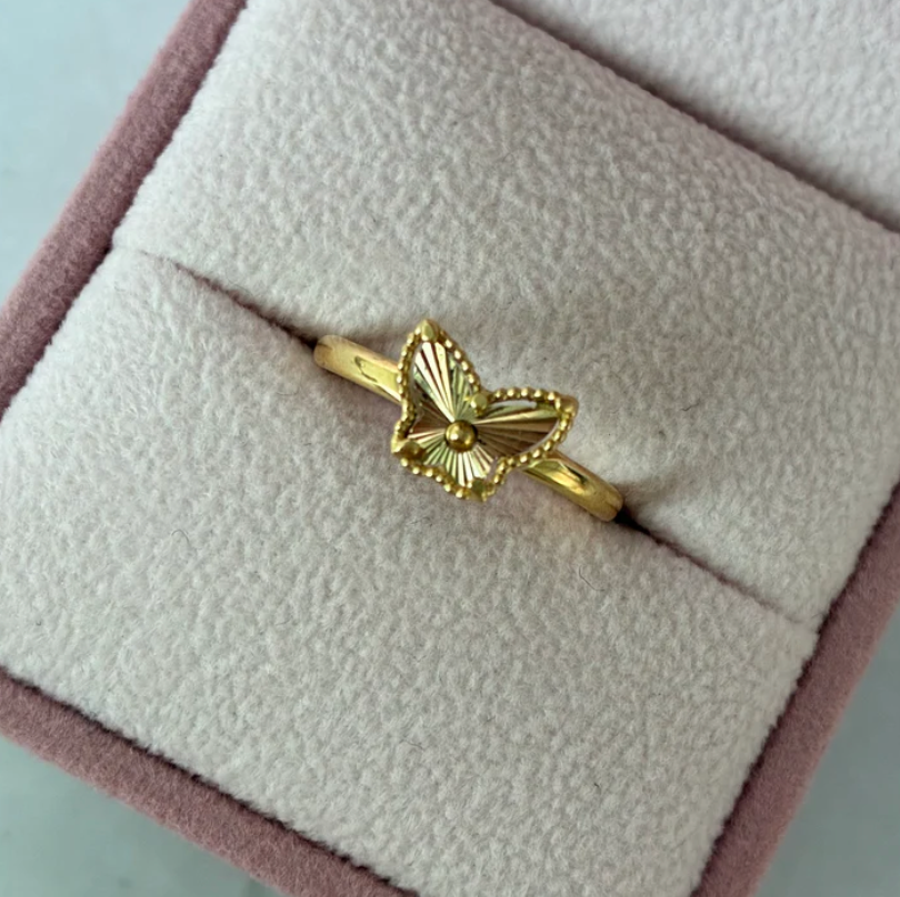 ANILLO MARIPOSA DIAMANTADA ORO AMARILLO COL 18K TALLA 5.5 - 1,2GR