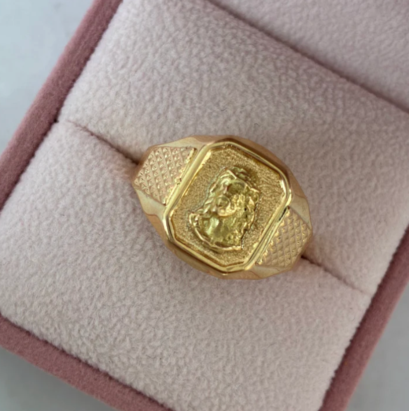 CHRIST FACE RING WATCH STYLE 18K YELLOW GOLD SIZE 12 - 3.67GR