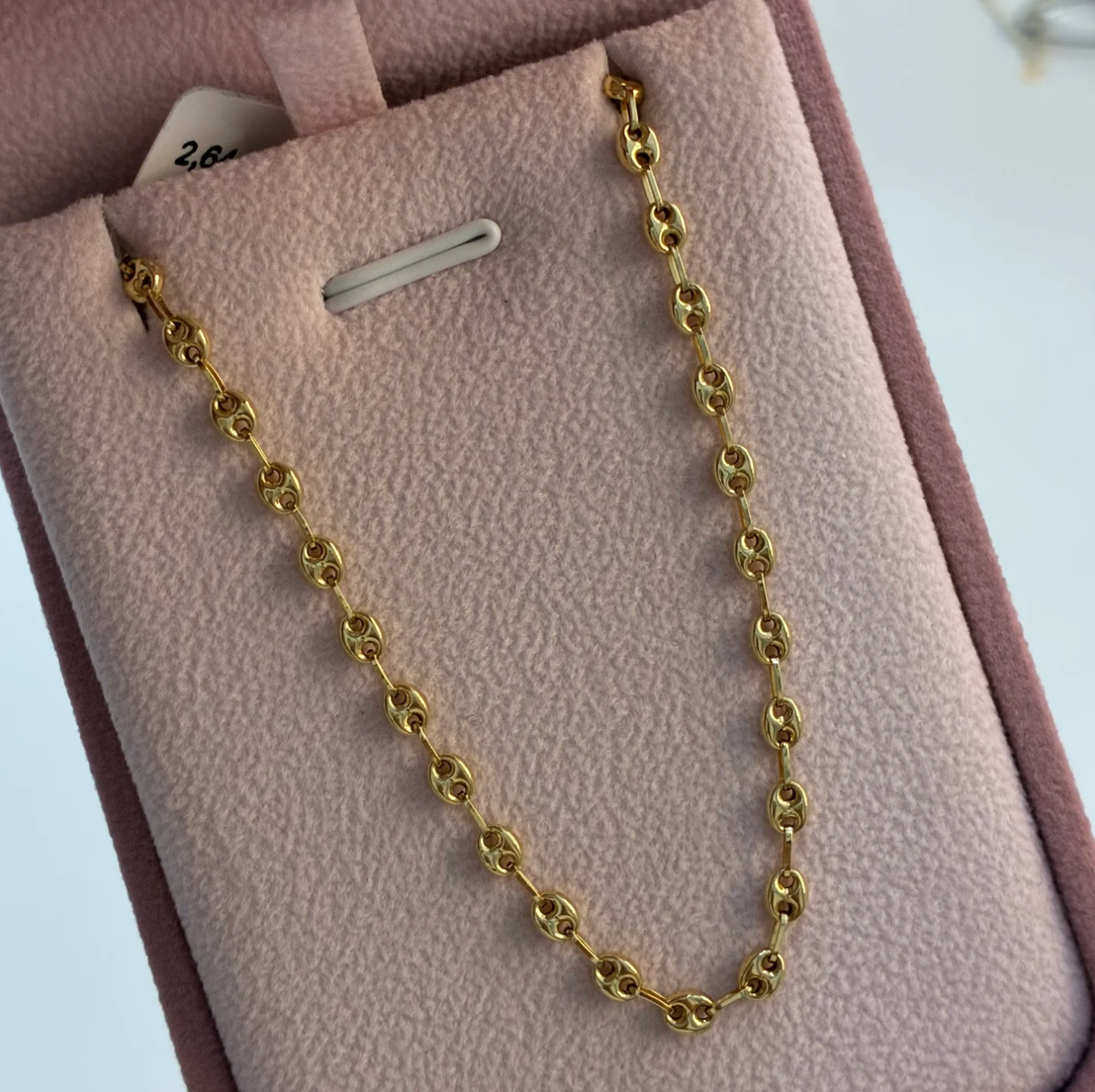 SMOOTH COFFEE BEAN BRACELET 3.4MM 18K YELLOW GOLD 18.5CM - 2.46GR