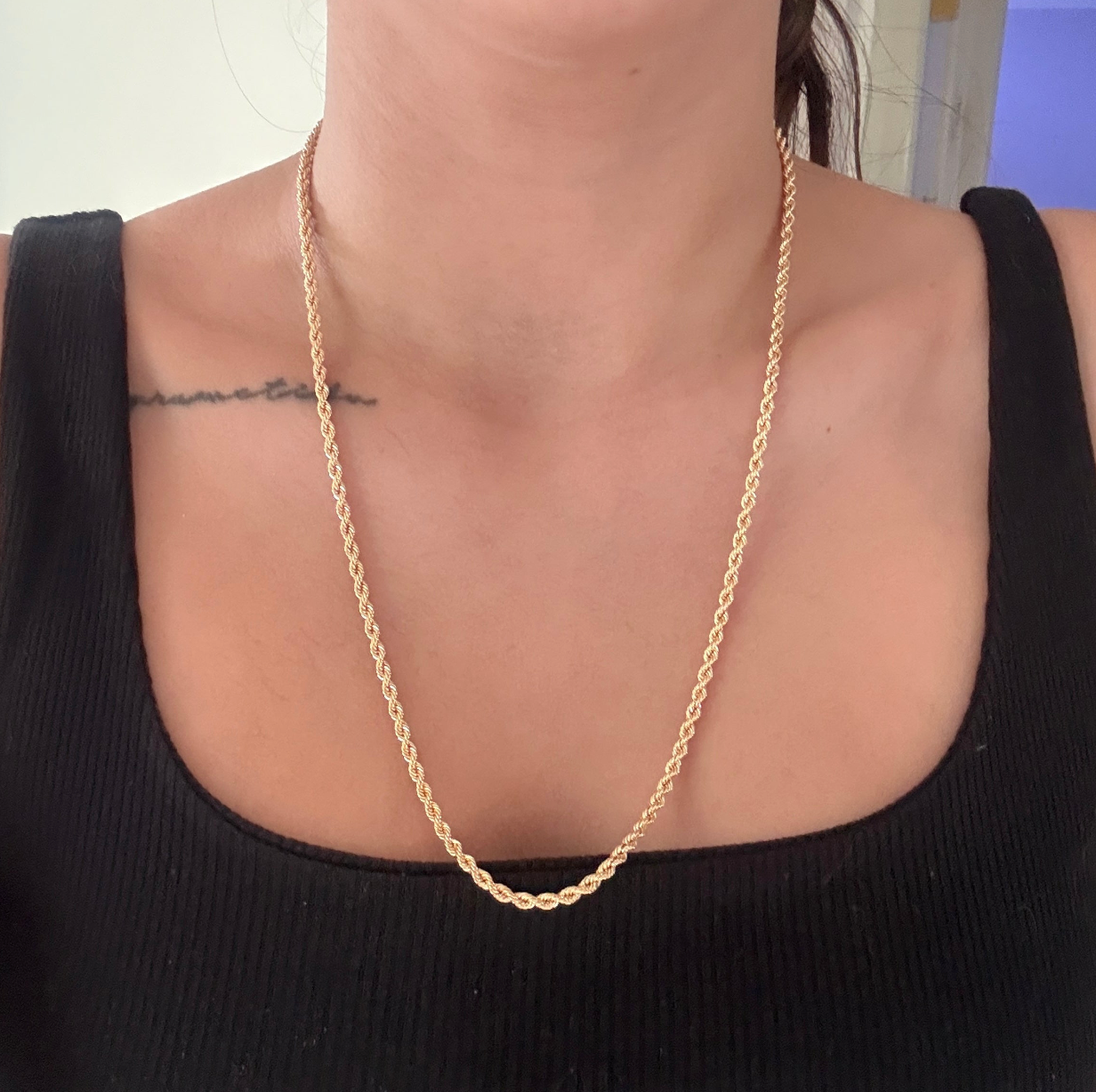 CHAIN NECKLACE 3.5MM YELLOW GOLD ITALY 18K 60CM - 8.06GR