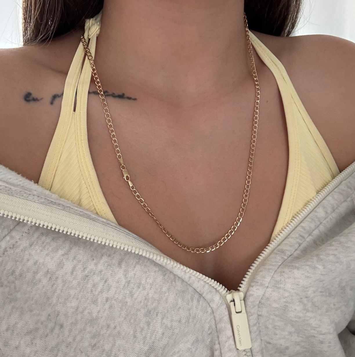 CADENA CUBANA MARTILLADA 4.4MM ORO AMARILLO ITALY 18K 60CM - 8,3GR