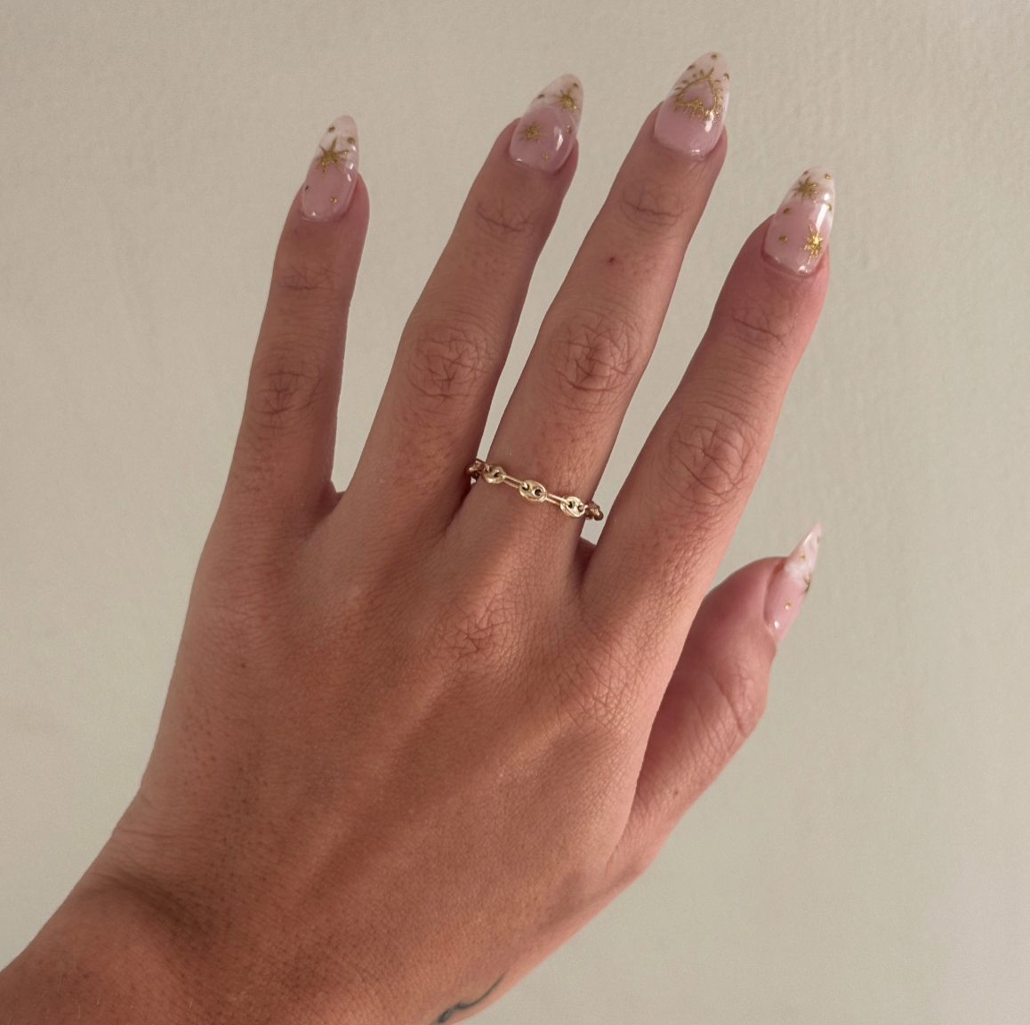 COFFEE BEAN RING 3MM 18K YELLOW GOLD SIZE 4 TO 5 - 0.42GR