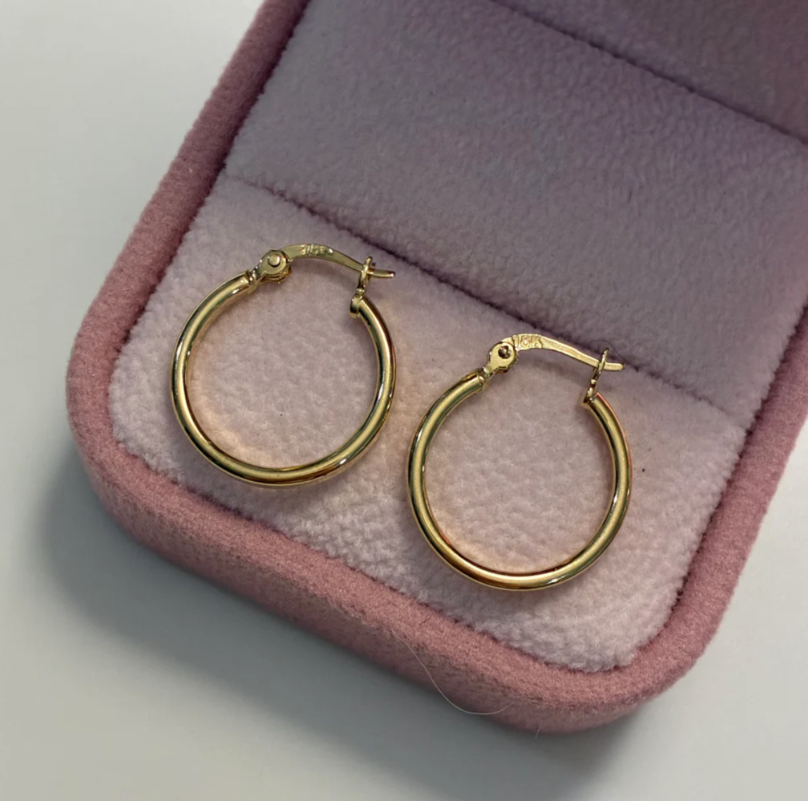 SMOOTH HOOP EARRINGS - FLAT INTERNAL 1.4CM 18K YELLOW GOLD - 1.26GR