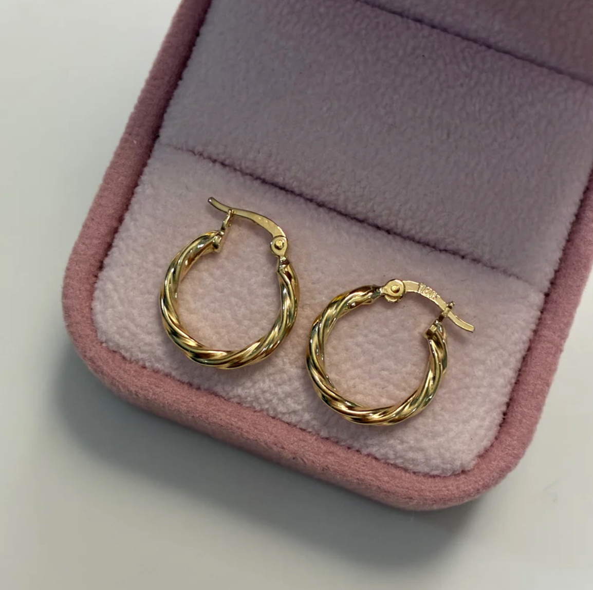 SMOOTH BRAIDED HOOP EARRINGS 1.0CM 18K YELLOW GOLD - 1.18GR