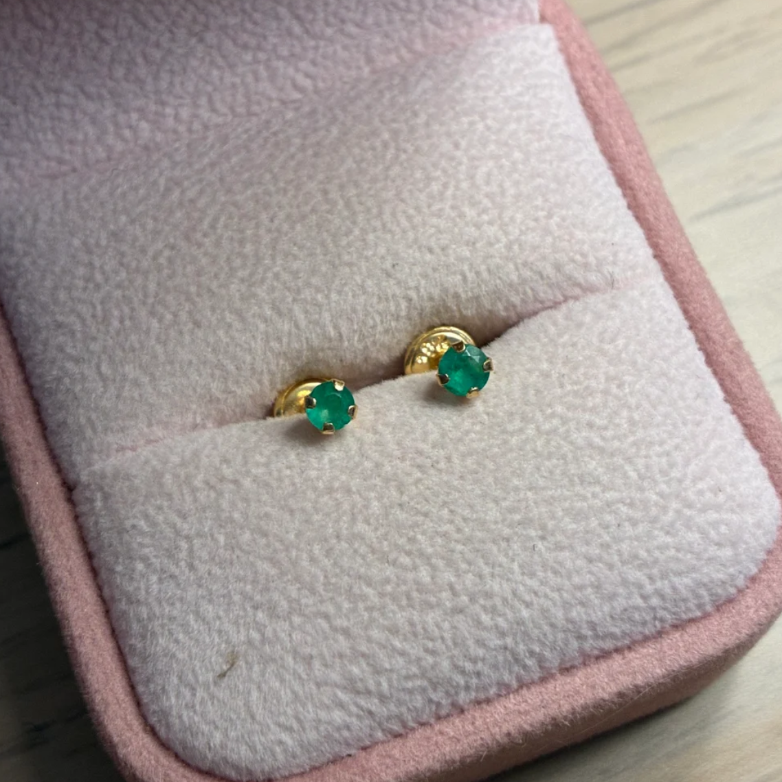 TOPOS ESMERALDA NATURAL 3.5MM ORO AMARILLO COL 18K - 0,54GR