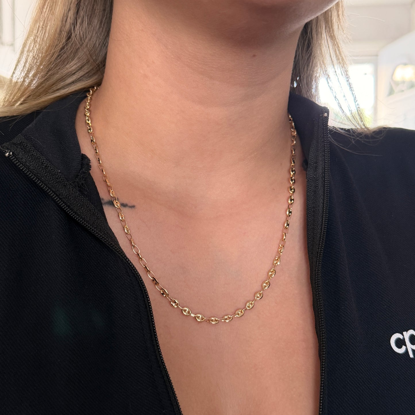 CADENA GRANO DE CAFÉ LISO 4MM ORO AMARILLO ITALY 18K 50CM - 9,09GR