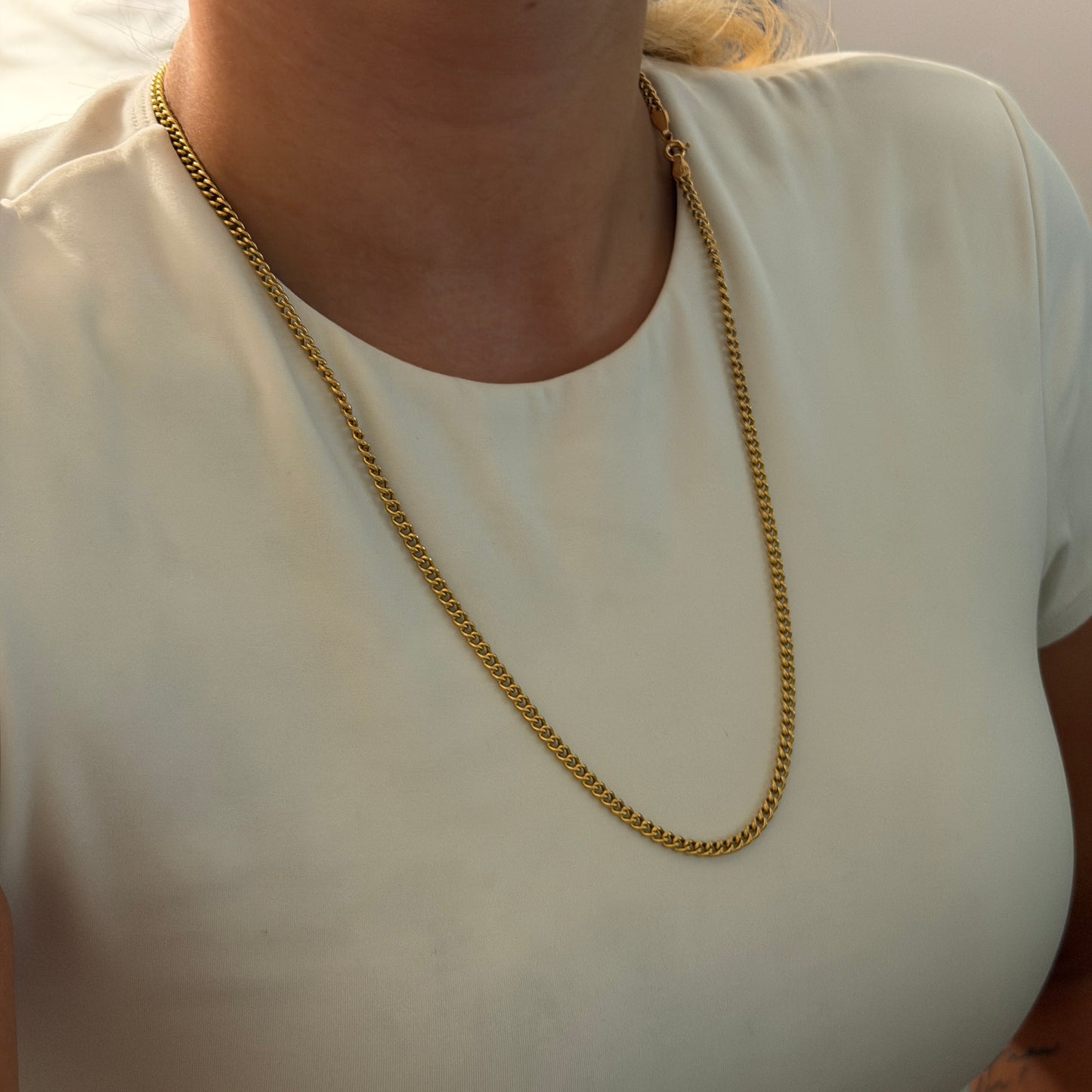 CADENA CUBANA REDONDA 3.5MM ORO AMARILLO ITALY 18K 60CM - 12,12GR