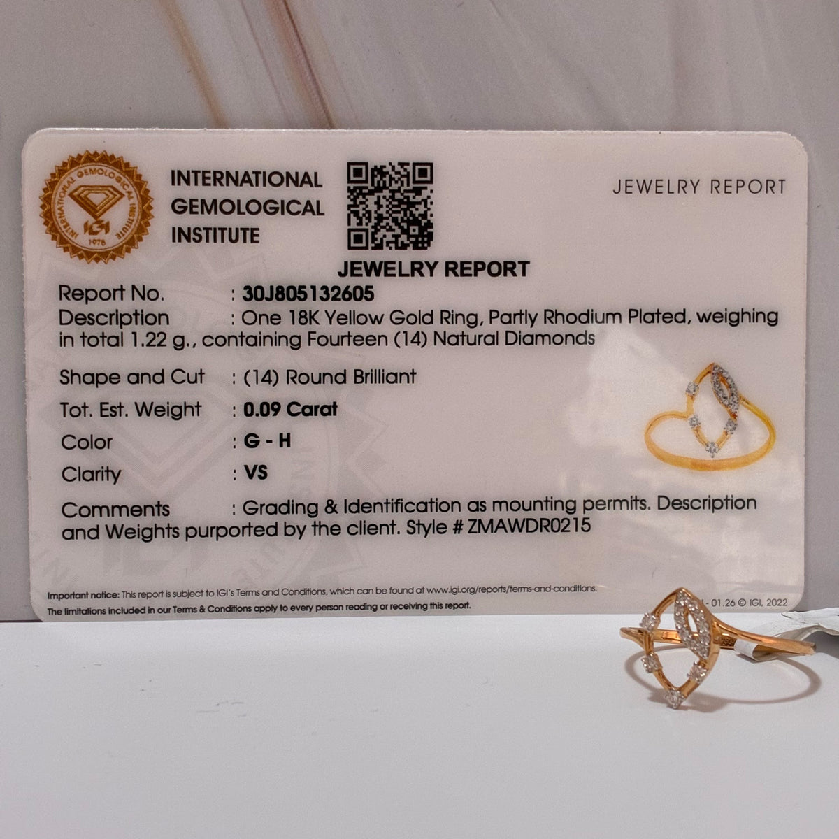 ANILLO CORAZON SILUETA FLOR DE LOTO NATURAL 0,09QTS ORO AMARILLO ITALY 18K TALLA 7 - 1,22GR