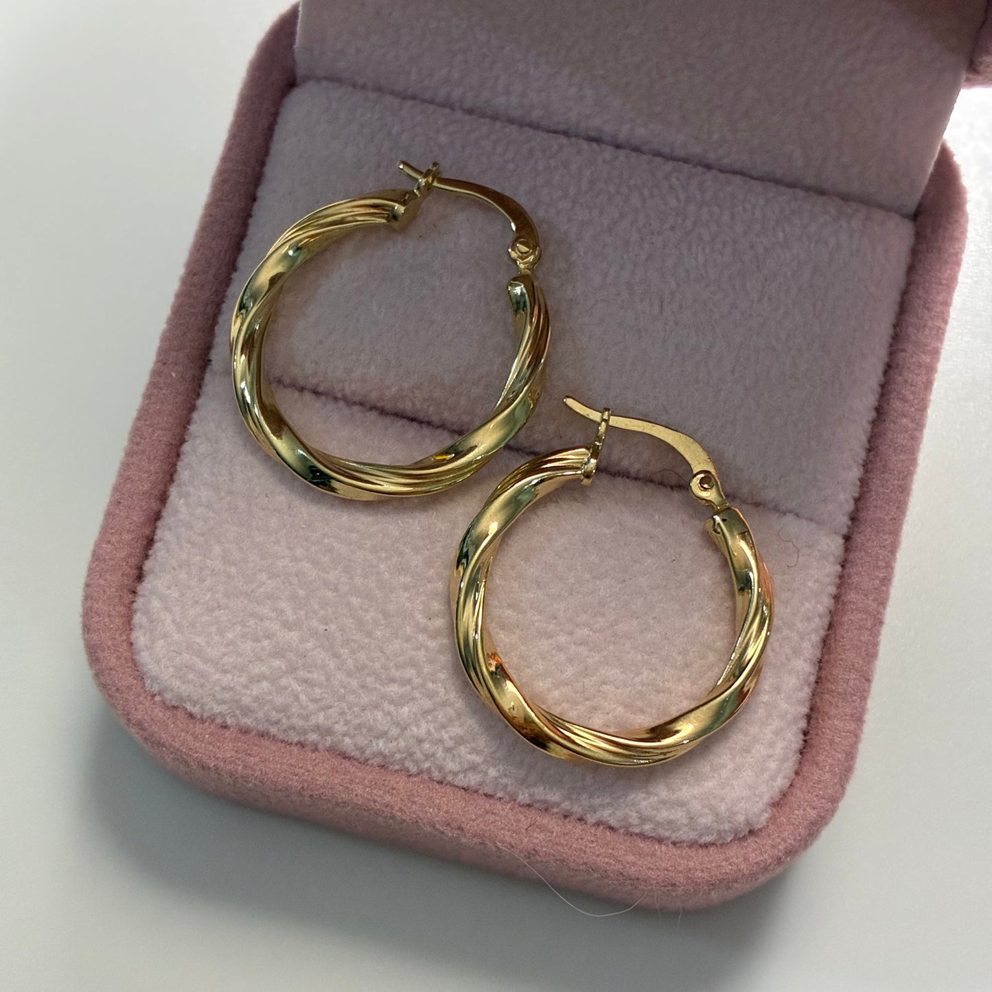 BRAIDED STRIPED AND PLAIN HOOP EARRINGS 1.7CM 18K YELLOW GOLD - 1.89GR