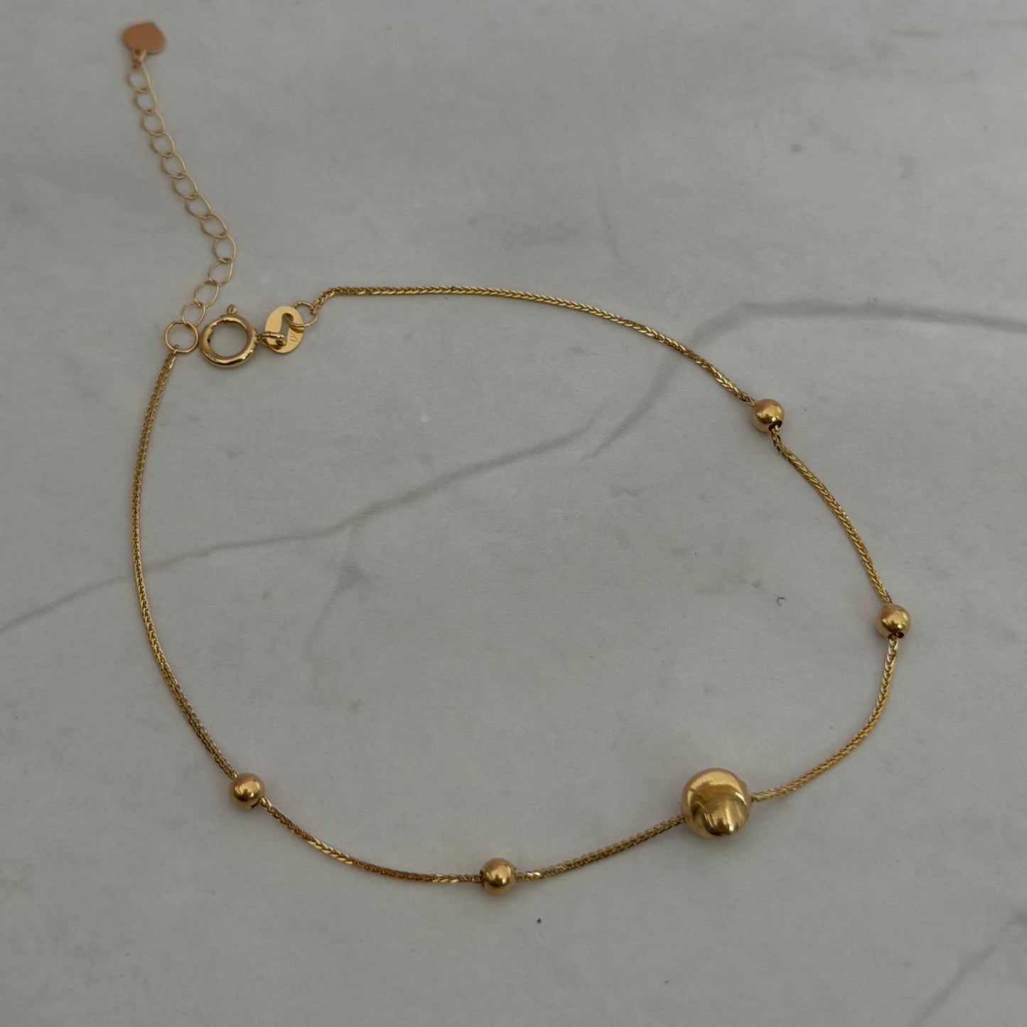 MINI FRANCO BRACELET + DIAMOND-CUT MILITARY YELLOW GOLD ITALY ESP 18K 16CM TO 18CM - 0.54GR
