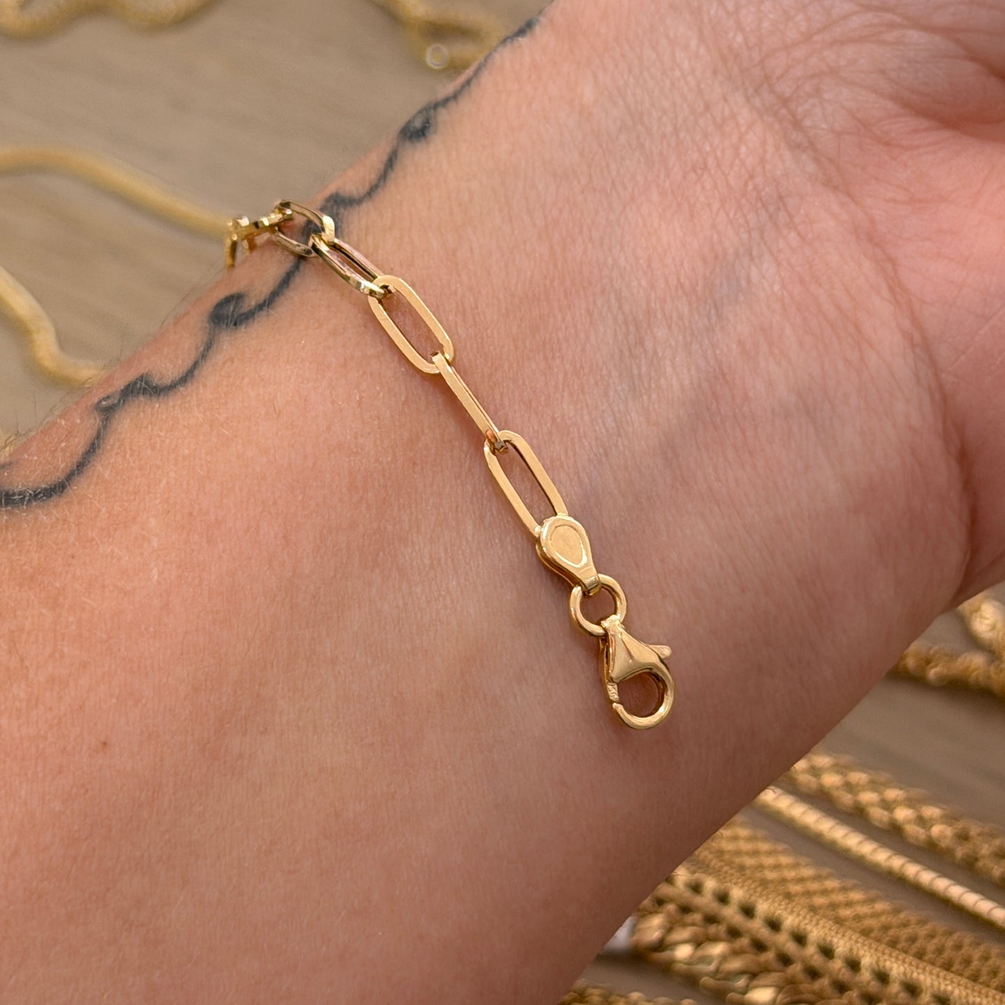 CAJON CLIP BRACELET 3.3MM ITALY 18K YELLOW GOLD -19CM 1.87GR