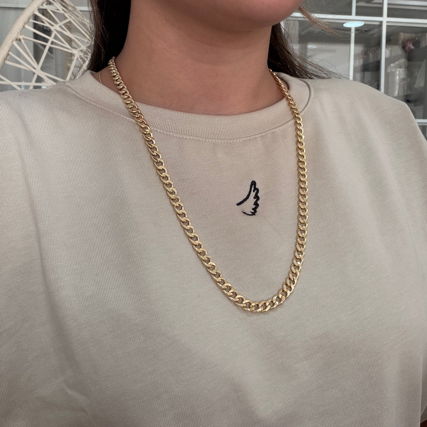 ROUND CUBAN CHAIN 6.7MM YELLOW GOLD ITALY 18K - 60CM 11.72GR