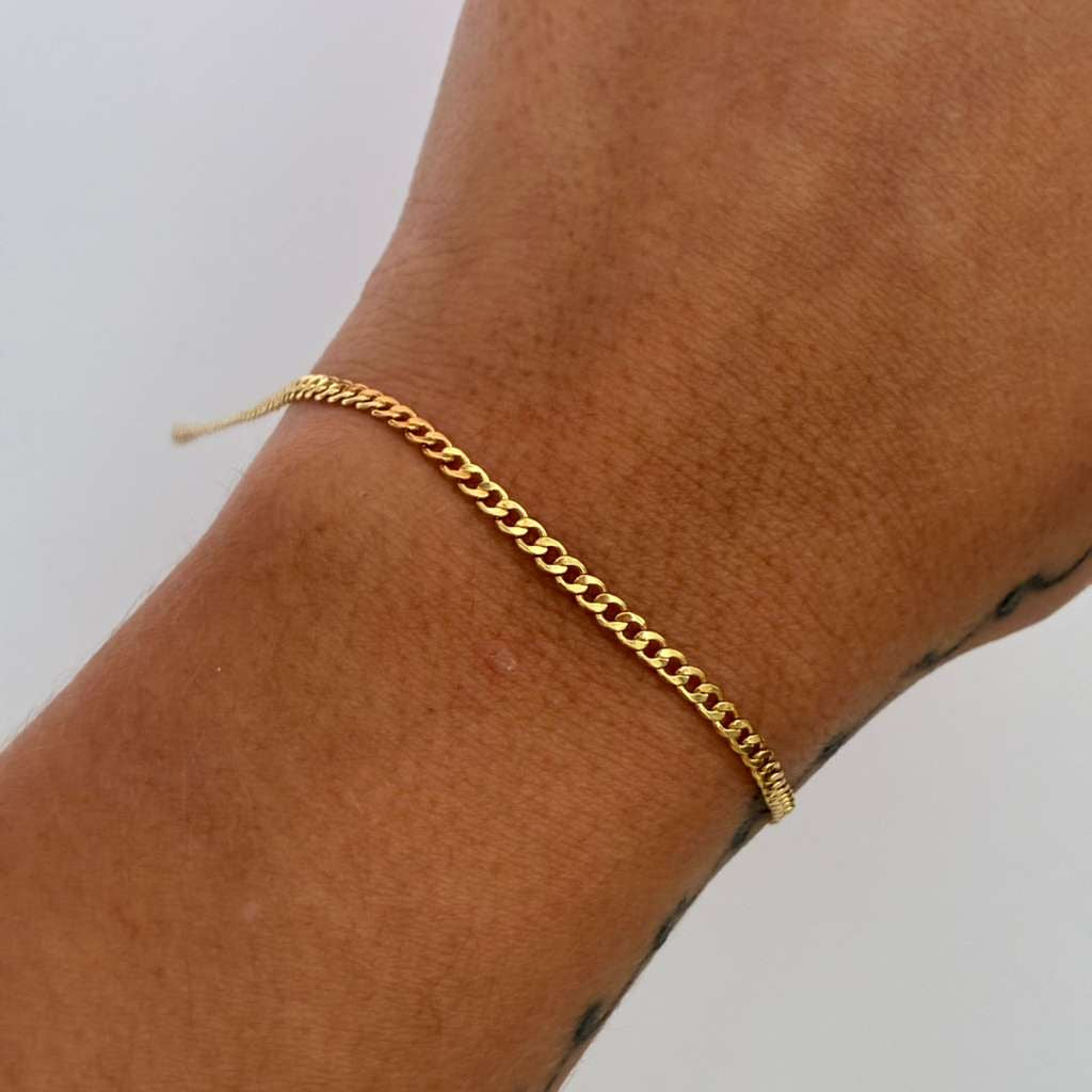 MINI CUBAN BRACELET 2.5MM YELLOW GOLD ITALY 18K 19CM - 1.1GR