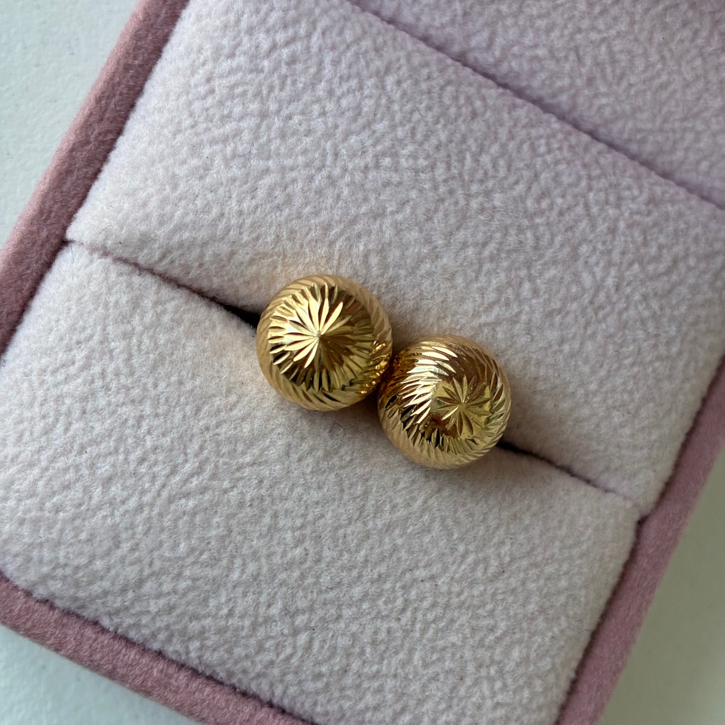 DIAMOND BALL POLES 9MM 18K YELLOW GOLD - 1.35GR