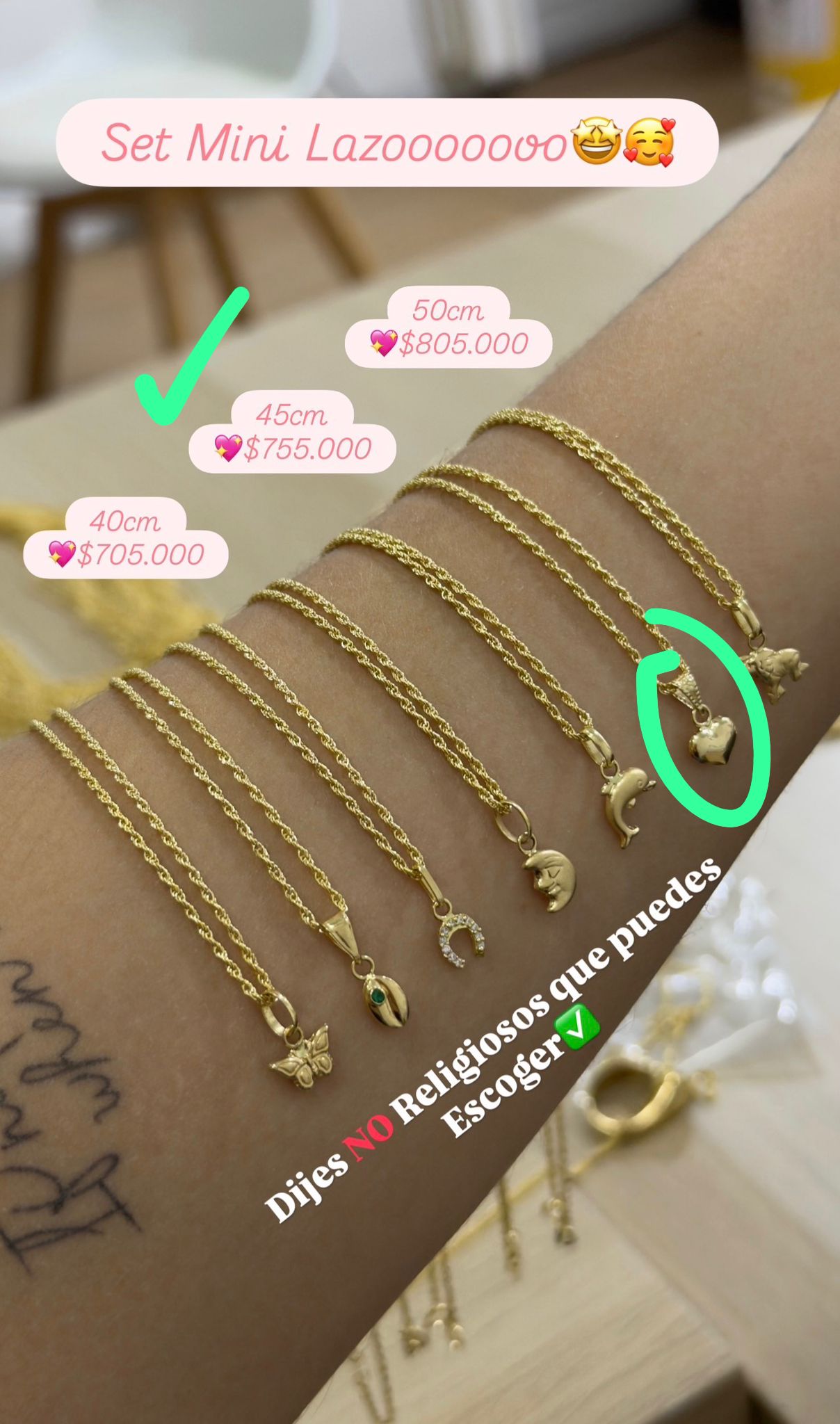 SET MINI LAZO + DIJE CORAZON