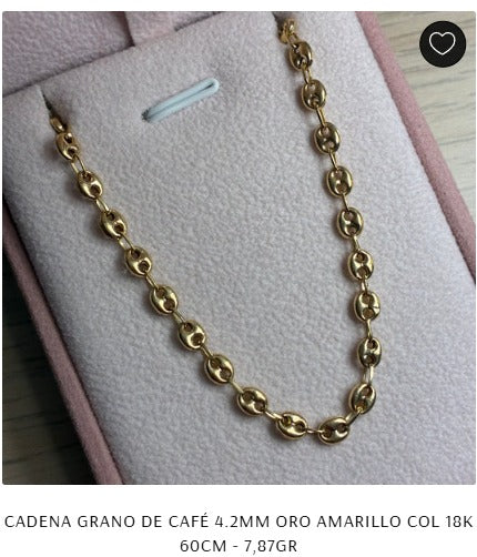 Cadena Grano de CAfe 4.2mm oro amarillo COL 18k 60cm - 7.87gr