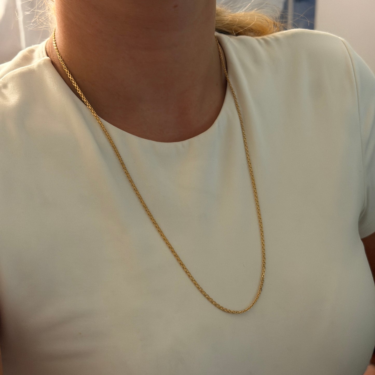 CADENA CHINA UN CARRIL MACIZA 2.3MM ORO AMARILLO ITALY 18K 60CM - 6,21GR