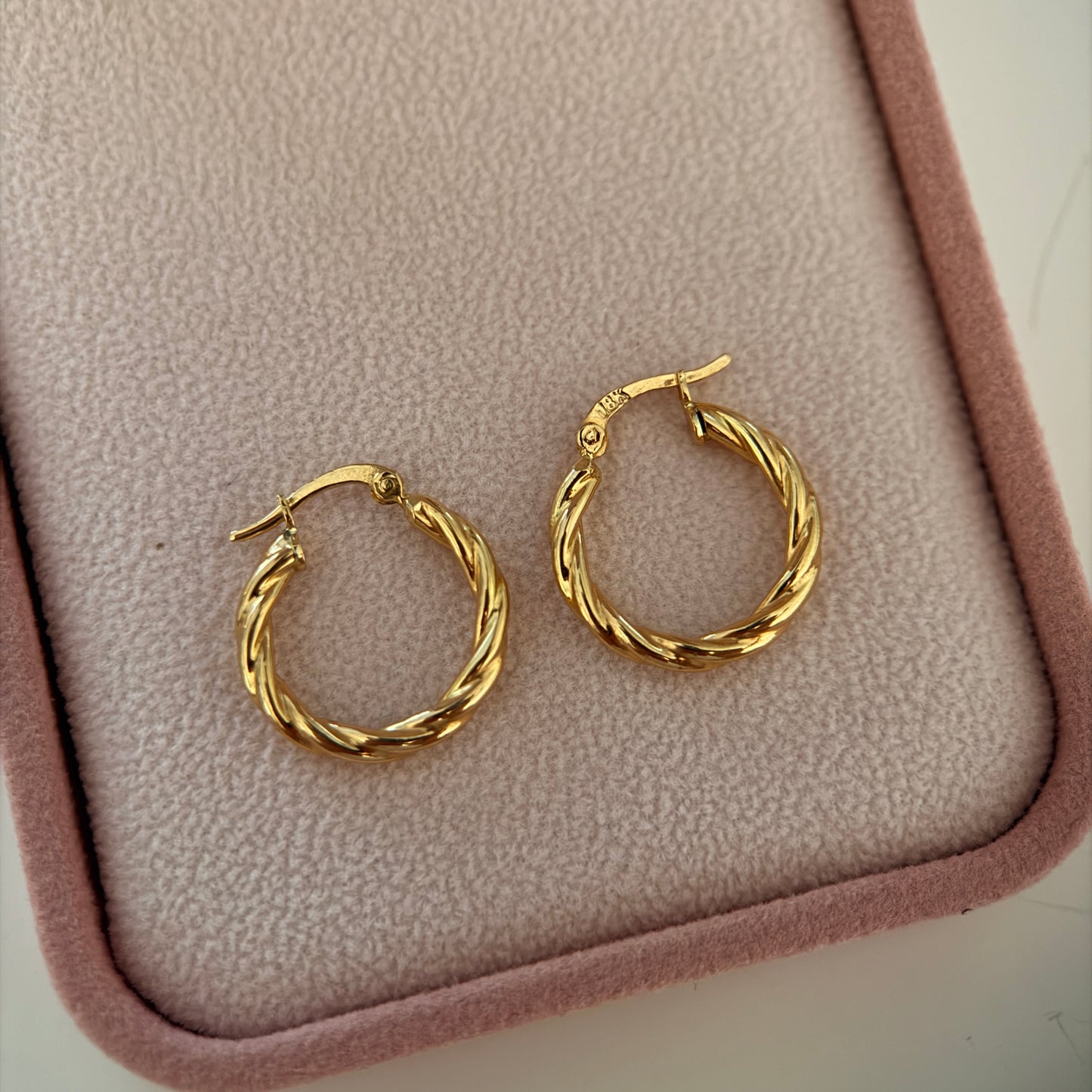 CANDONGAS TRENZADAS RAYADAS 1.3CM ORO AMARILLO COL 18K - 2,0GR