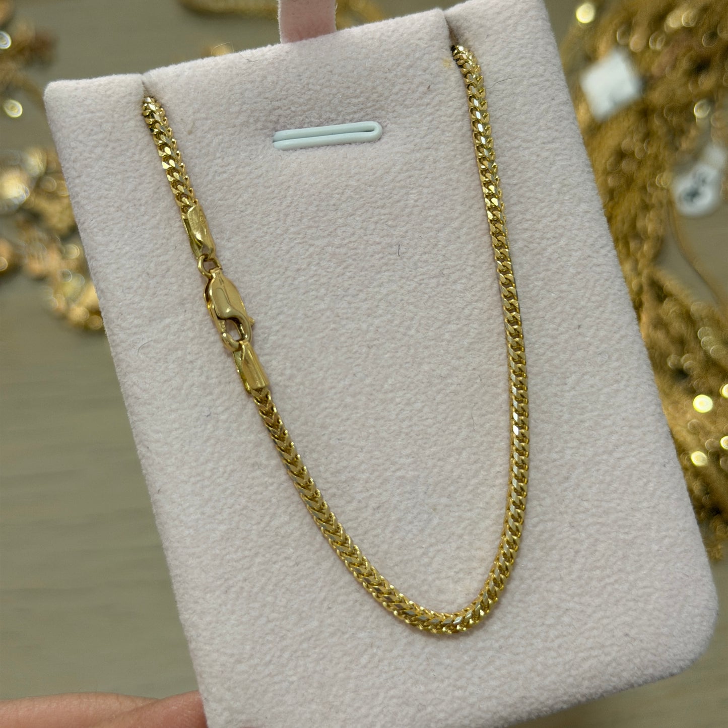 SOLID DIAMOND FRANCO CHAIN 2.5MM ITALY 18K YELLOW GOLD - 45CM 14.2GR