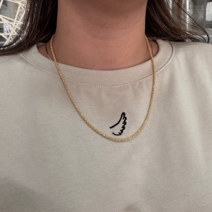 2MM BRAIDED MILITARY CHAIN ​​18K YELLOW GOLD ITALY - 50CM TO 52CM 10.55GR