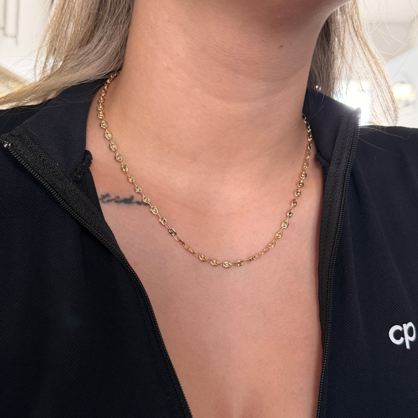 CADENA GRANO DE CAFÉ LISO 4MM ORO AMARILLO ITALY 18K 45CM - 8,24GR