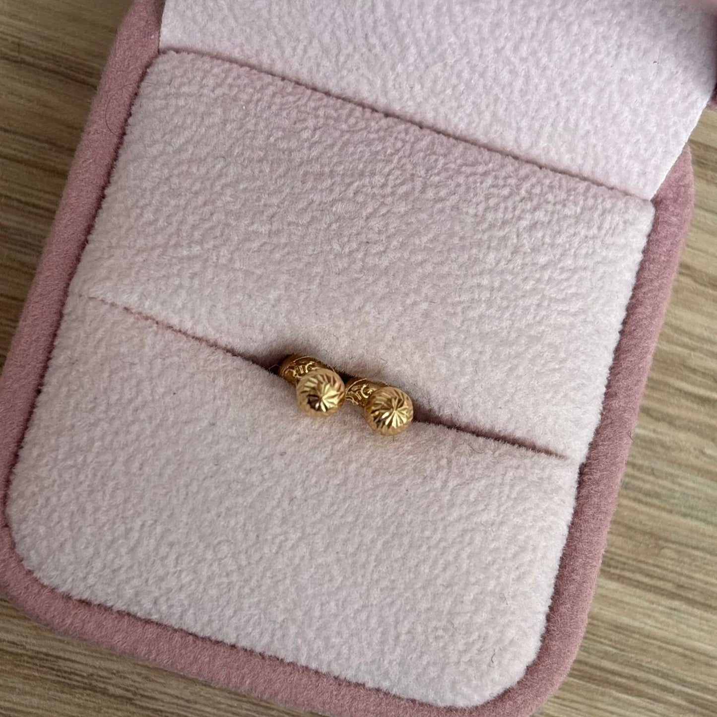 DIAMOND BALL STUDS 5MM YELLOW GOLD 18K - 0.57GR