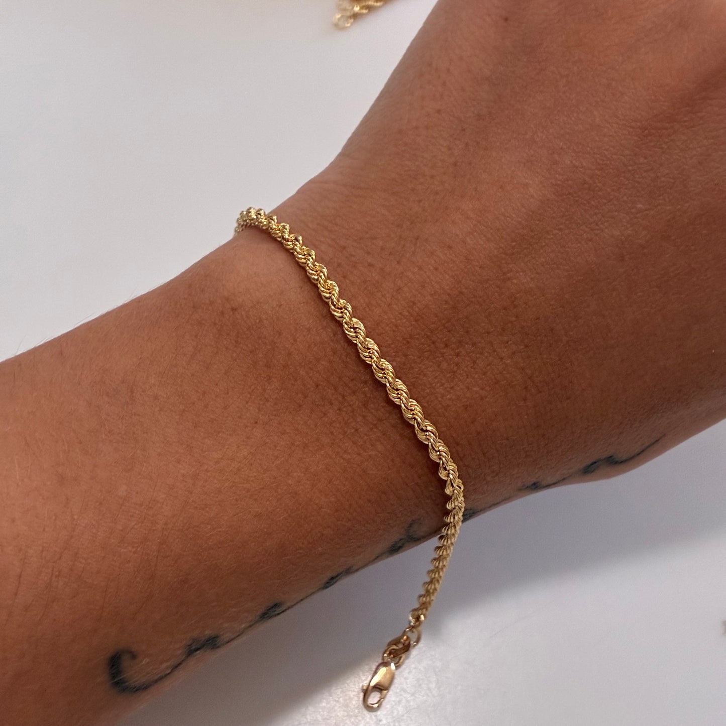 2.5MM YELLOW GOLD ITALY 18K BOW BRACELET 19CM - 1.69GR